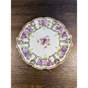 Antique Nippon Plate 10" – Hand Painted Morimura Violets, Gold Moriage‎